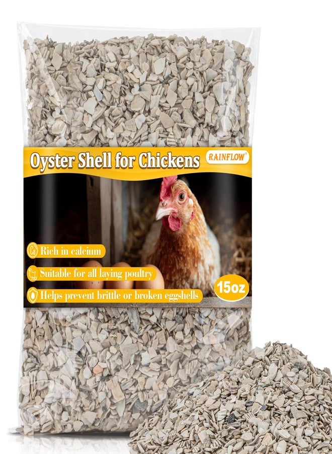 RAINFLOW Crushed Oyster Shell for Chickens - 15oz Calcium Supplement for Laying Hens, Supports Strong Eggshells,Natural Poultry Mineral for Backyard Chickens - Image 1